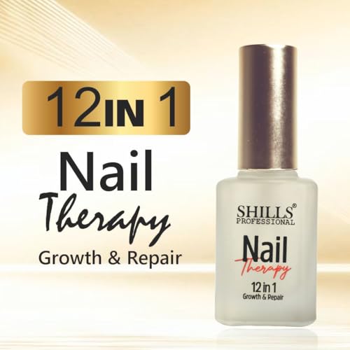 Image of SHILLS Professional 12 in 1 Nail Therapy | Nail Strengthener & Growth Treatment | Nail Hardener for Weak, Brittle & Peeling Nails | Repair, Hydrate, Nourish, Shine & Cuticle Care | Clear Nail Serum