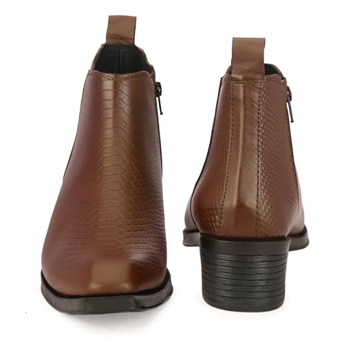 Image of Men's Chelsea Boots with Zipper closure | Croc Textured Leather | Cuban Heel | Italian Design | TPR Sole | Cushioned Insole