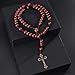 SALOMOCA 10mm Brown Beads Catholic Rosary Handmade Braided Rosaries with Curcifix Cross and Holy Mary Medal Amulet Rosary Beads Necklace for Women Men