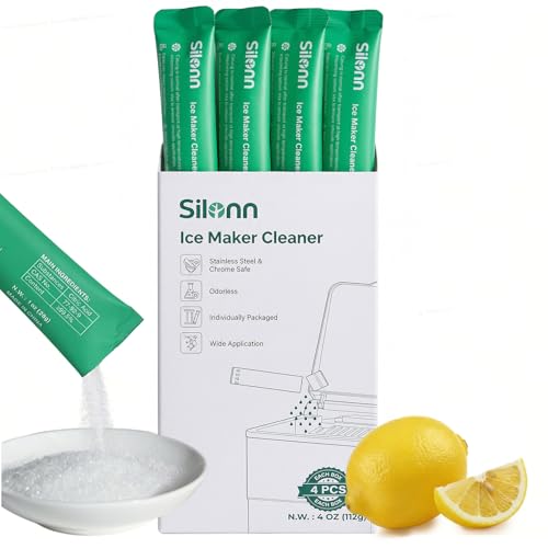 Image of Silonn Ice Maker Cleaner & Descaler | Fast Dissolving, Safe | 100% Pure Citric Acid Descaler Powder, 4 Individually Packaged Pouches, Compatible with All Ice Makers & Coffee Machines