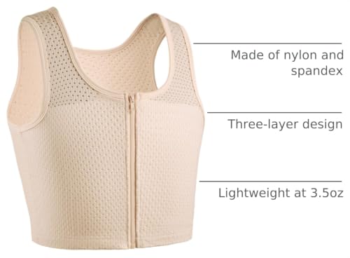 Image of XUJI Chest Binder FTM Transgender Zip Up Binder Breathable Breast Cool Fabric Tank Top