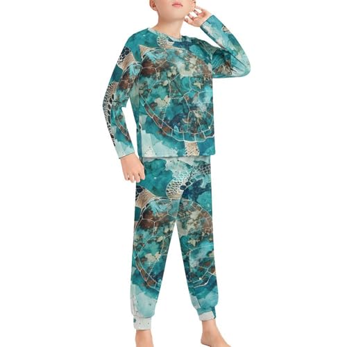 Sea TurtleBoys Casual Comfort Pajamas, Long Sleeve Pajama Set140CM