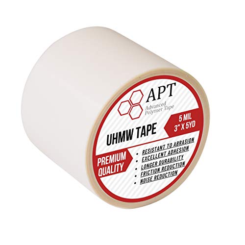 APT, UHMW (Ultra-high Molecular Weight) Polyethylene Tape, Resists Abrasion, Impact, for Surface Protection and Friction and Noise Reduction for Lining Sliding Surfaces. (3" x 5Yds, 5 Mil UHMW)