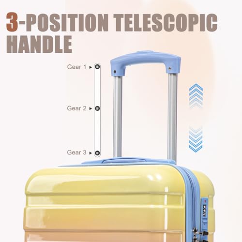 Image of Merax PC+ABS 20 inch Carry-On Luggage Set with Detachable Makeup Case Compact & Flight Approved, Rainbow