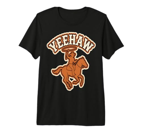 Yeehaw Cowboy Riding Horse Western Rodeo Vintage Art Premium T-Shirt