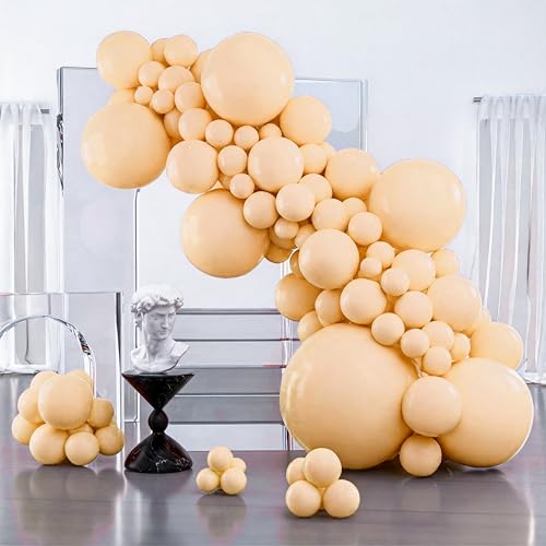 Image of PartyWoo Nude Balloons 127pcs Different Sizes of 36 18 12 10 5 Inch Apricot Boho Fall Neutral Balloon Arch Kit Garland for Graduation Birthday Boy Baby Shower Theme Party Decorations Brown-F05