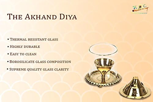 Miniatura 2 de Borosil Akhand Diya (pequeño, latón)