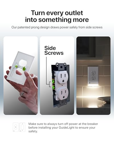 Image of SnapPower 2 Pack GuideLight [for Duplex Outlets] - Replaces Plug-in Night Light - Electrical Receptacle Wall Plate with LED Night Lights - Auto On /Off Sensor - (Duplex, Light Almond)