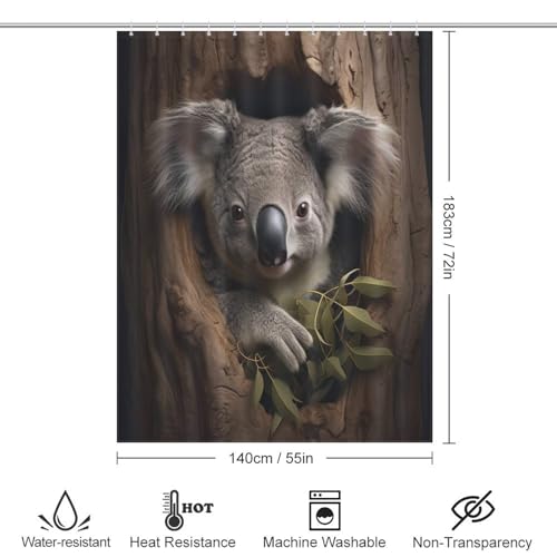 Rideau de douche koala polyester imperméable et lavable pour salle de bain - 4