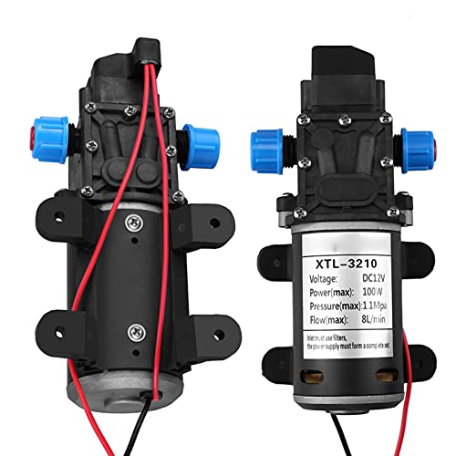 Cocoarm Pompa dell'Acqua Autoadescante a Membrana, 12V, 100W, Alta Pressione 160Psi, Portata 8L/Min, Automatica per Uso Domestico e Industriale