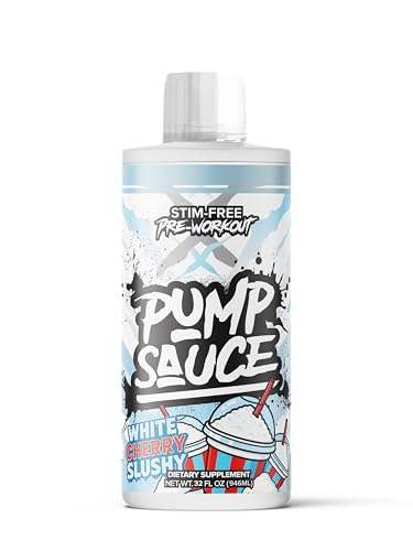 Pump Sauce Pre-Workout - 32 oz, White Cherry, No Caffeine, Full Spectrum Liquid, Gluten Free, Vegan, Zero Sugar