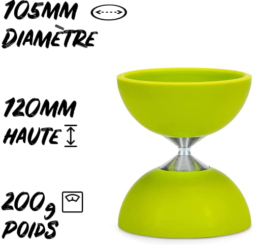 Diabolo de jonglage basic vert clair et ses baguettes en aluminium durables - 2