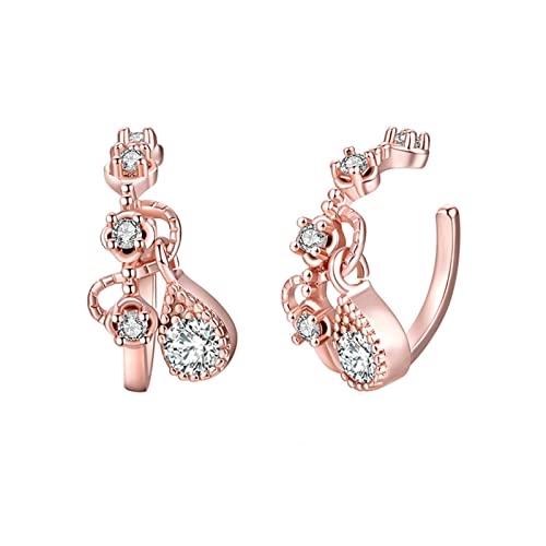 Boucles d'oreilles à gouttes d'eau moissanite sans trou pour femme