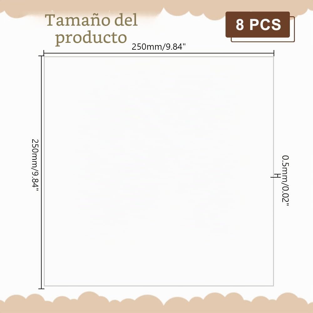 AHANDMAKER 8 hojas transparentes de PET de 9,84 x 9,84 pulgadas, transparentes, 0,5 mm, placas de plástico delgadas, placa acrílica fina, para manualidades, marcos de fotos, pintura, pantalla de