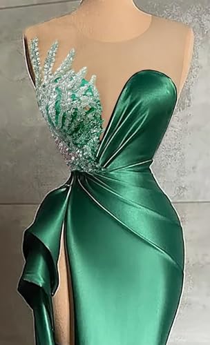 Beaded Prom Dresses for Women Deep V-Neck Mermaid Formal Dress with Slit Sexy Evening Gowns DR03444