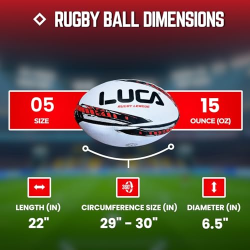 Image of LUCA Rugby Ball Sizes 3, 4 & 5 Hand Stitched Super Grip 3-Ply Construction