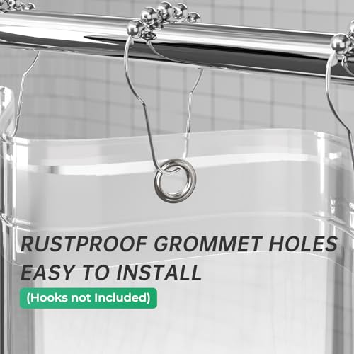 Image of AmazerBath Long Stall Shower Curtain 36x84 Inches, Walk in Shower Curtain Plastic, Clear Shower Stall Curtain Heavy Duty Thick PEVA, Narrow Curtain with 2 Weighted Stones and 6 Grommet Holes