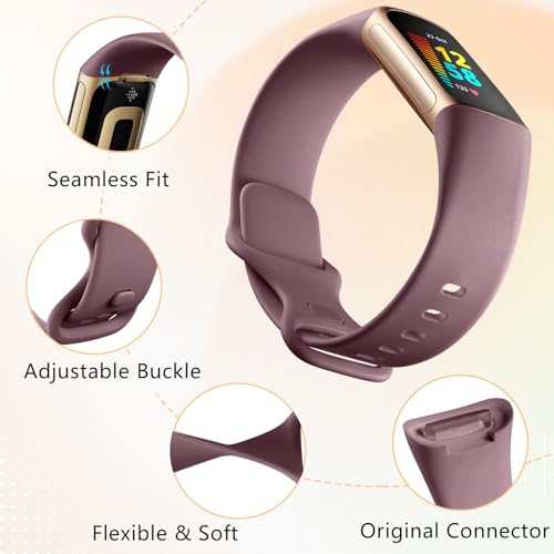 CeMiKa 4Pack Soft Silicone Sport Bands for Fitbit Charge 5/6, Breathable Waterproof Adjustable Wristbands, Small/Large - Image 2