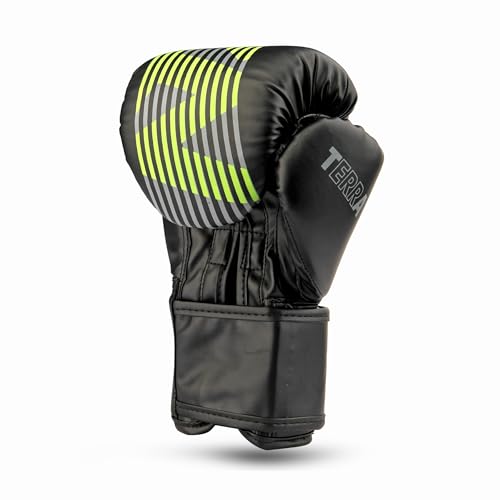 Image of RXN Terra Boxing Gloves, Pro Training & Sparring(Black /Green, 12oz)