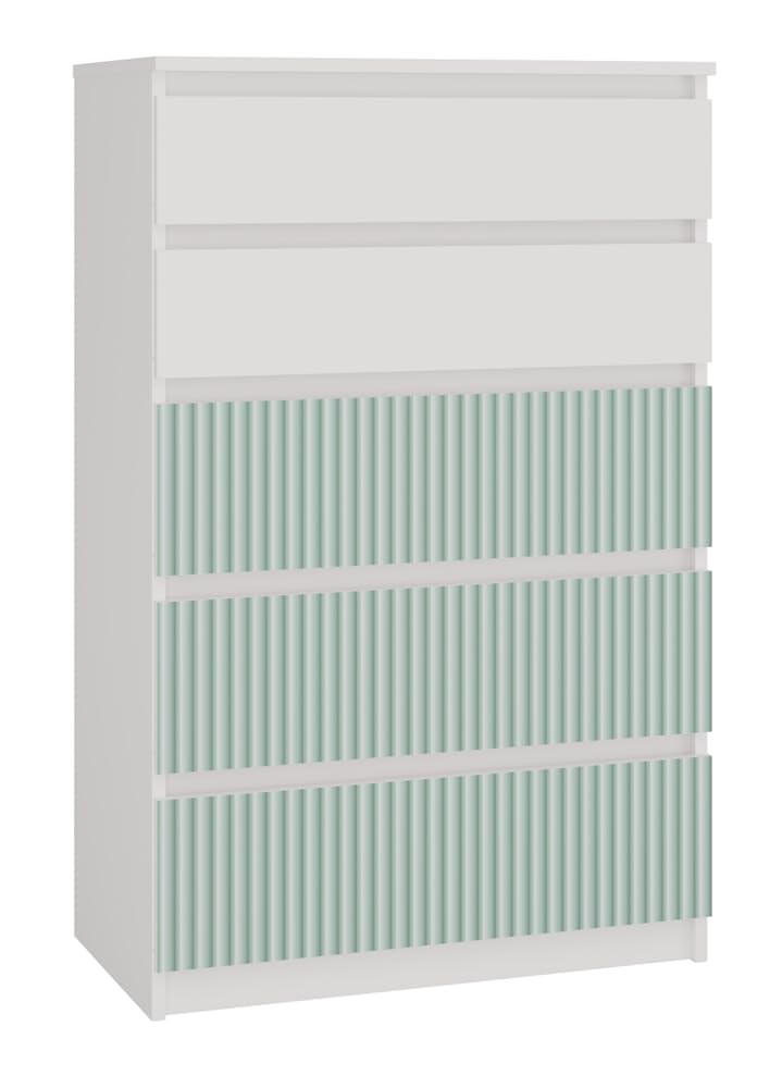 KOBI Arcón MALWA M5 ARTESO, arcón Moderno de 5 cajones, Dimensiones 70x40x109,5 cm - para Habitaciones Infantiles y Juveniles, sin Tiradores, Serie MALWA