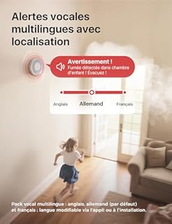 X-Sense Détecteur de Fumée Connecté Wi-FI, Alarme Incendie avec Alertes Vocales en Français, 17 Emplacements, Batterie Remplaçable, Épaisseur 33 mm, XS0B-iR, Lot de 1