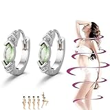 Lymphatic Drainage Slimming Hoop Earrings, Titanium Ion Lymphvity Germanium Earring Acupuncture Therapy Hoop Moissanite Earrings Jewelry for Women Men (light green)