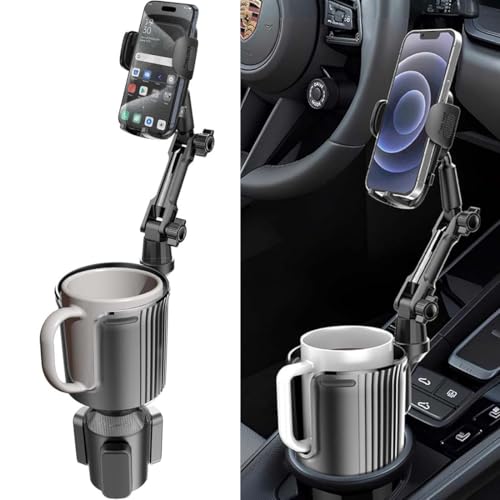 WUITIN Car Cup Holder Phone Mount,Universal Auto Cell Phone Stand with Drink Expand Cup Holder,360° Rotation Compatible with All Mobile Phones and All Car