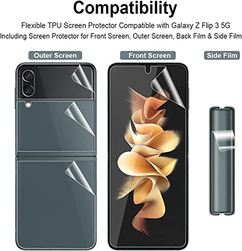 [1Set 5Pcs] Galaxy Z Flip 3 Screen Protector, Hd Full Covered Outer + Inner Screen Tpu Soft Film + Back Cover Flexible Screen Protector For Samsung Galaxy Z Flip 3 5G [Anti Scratch] [Bubble Free] #TOP5