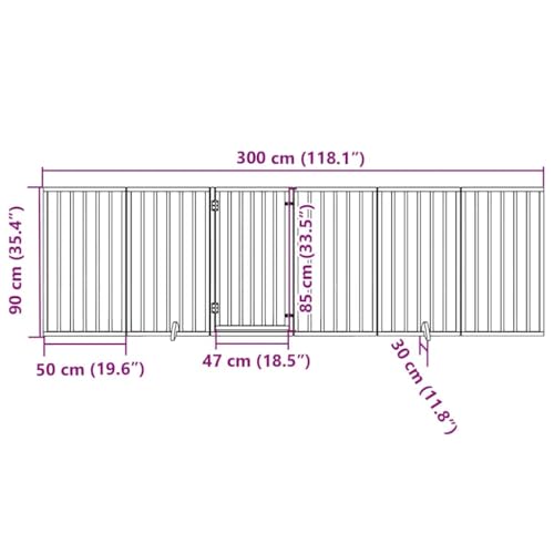 Vidaxl Cancello Per Cani Porta Pieghevole Nero 6 Pannelli 300Cm Pioppo - 3