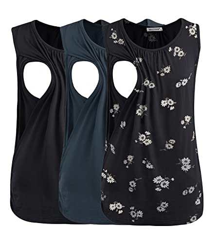 Image of Smallshow Women's Maternity Nursing Tank Tops Breastfeeding Clothes 3-Pack