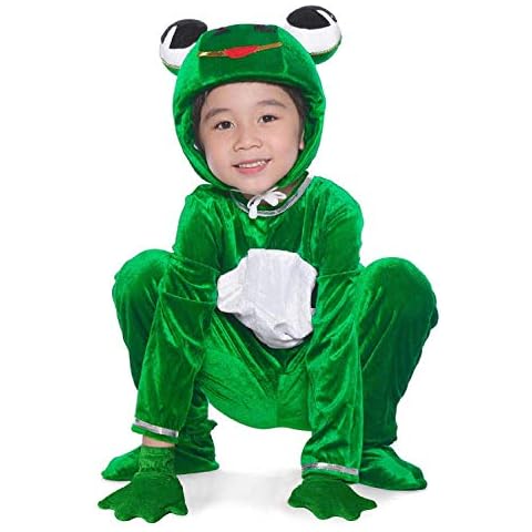 Unisex Kids Frog Costume, Animal Fancy Dress Bodysuits with Attached Mitts Headpiece Foot Covers (9-10 Years) Cover