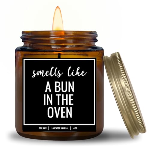 YouNique Designs Pregnancy Announcement Candle for Grandparents Dad Family Uncle Aunt, 4 Oz, Pregnancy Reveal to Parents, White All Natural Soy Vegan Aromatherapy Candles (Lavender&VanillaA 4oz)