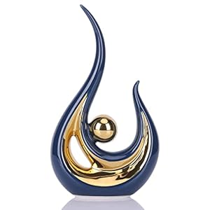 Navy Blue Decor Accents Blue Coffee Table Decor Statue, Modern Centerpiece Table Decorations Ceramic Art Sculpture Home Decor, for Tv Stand Living Room Cabinet Abstract Decor