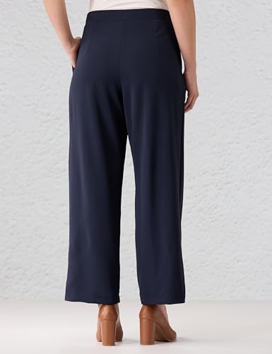 Image of Amazon Brand - Symbol Women Wide Leg Pleated Knit Crape Casual Trouser (Available in Plus Sizes)