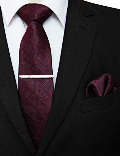 JEMYGINS - Cravatta a quadretti da uomo in seta e