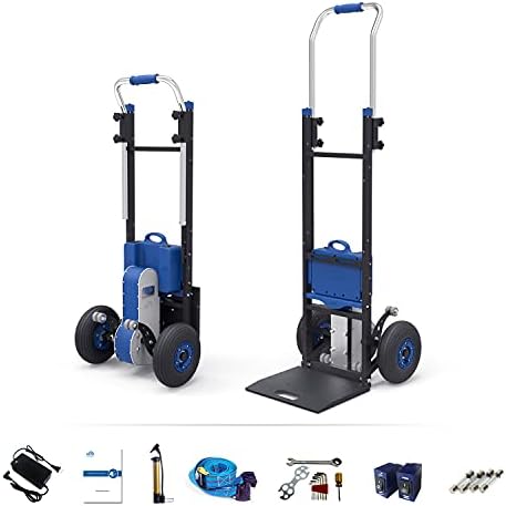 XSTO ZW4170DC Stair Climbing Hand Trucks Dolly, 375 lbs Capacity Trolley Cart, Electric Hand Trucks for Stairs with Ergo Telescoping Handle & Pneumatic Wheels