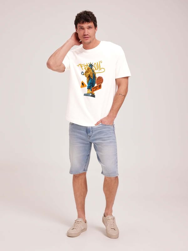Image of JUARI BE A GENTLEMAN Men's Printed Cotton T-Shirt - Round Neck, Regular Fit, Soft & Comfortable - Trendy Casual Half Sleeve T-Shirt for Everyday Wear - Stylish & Breathable Fabric for All-Day Comfort