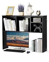 VEVOR Schreibtisch Bücherregal 1-stufiger Organizer (94 x 24 x 73 cm) Tischregale Schreibtisch Organizer Ausstellungsregal aus Spanplatten mit rutschfesten Füßen, für Büro Wohnheim, Schwarz