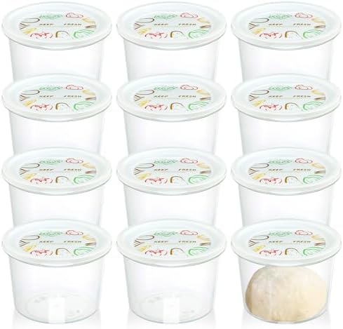 Rainmae 12pcs Pizza Dough Proofing Box with Lids, 1100ML Stackabl...