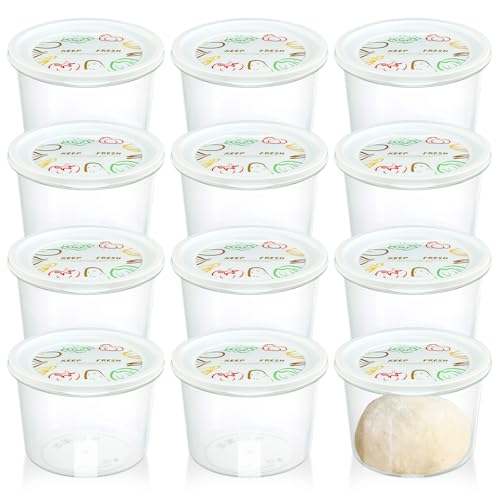 Rainmae 12pcs Pizza Dough Proofing Box with Lids, 1100ML Stackabl...