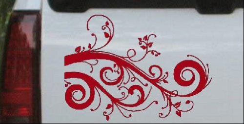 6in X 8.2in Red -- Swirl Vine Wall Decal Car Window Wall Laptop Decal Sticker