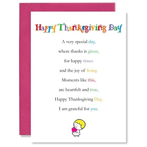 Clarabelle Cards - Happy Thanksgiving Day Greetings Card with Lovely Gratitude Poem Verse for your American Friends and Family sold by Card Candy Cover