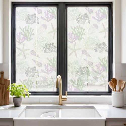 Vinilo decorativo para ventana patrón medusas coral 39.3x17.7 in miniatura 2