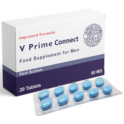 Erexon - V Prime Connect 50mg - 20 Tablets - Herbal Supplement for Men - Mens Health Support - Korean Ginseng Tribulus Terrestris - Made in the UK