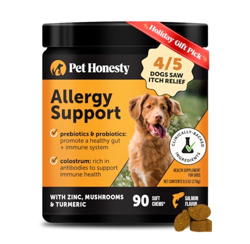 Pet Honesty Dog Allergy & Itch Relief - Advanced Itch Supplement with Probiotics for Dogs - Immune Support & Skin Relief for Seasonal Allergies - Natural Itchy Skin & Paw Relief - (Salmon, 90 Ct)
