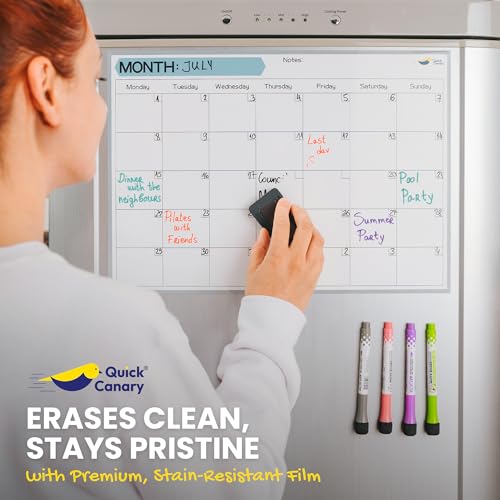 Monthly Magnetic Calendar for Refrigerator - 17x12” Dry Erase Fridge Calendar Magnet - Starts Monday, Organizes 2025 Schedules, Chores, Meals, More - Whiteboard with 4 Markers & Eraser by Quick Canary - Thumbnail 5