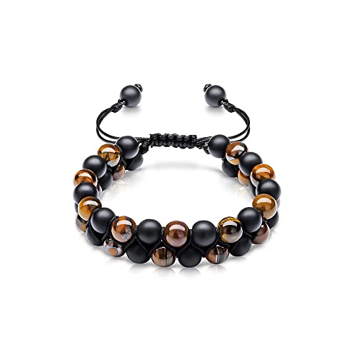 SBKDPT Triple Protection Armband, Chakra-Armbänder für Männer Frauen, Tigerauge Schwarze Obsidian- und Hämatit-Armband, heilende Kristall-Armband für Wohlstand Glück und Gesundheit Cover