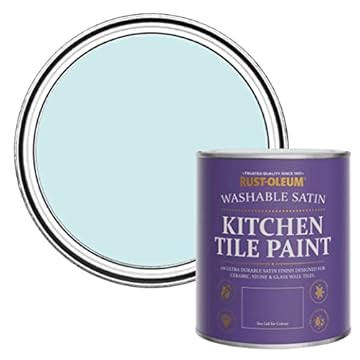 Rust-Oleum Blue water resistant Kitchen Tile Paint in Satin Finish - Duck Egg 750ml