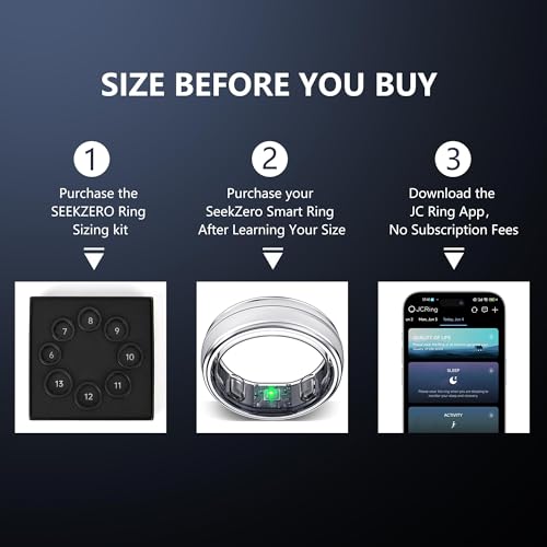 SEEKZERO Smart Ring for Women Men, Minimalist Health Ring with Heart Rate, Step Counting, Calories, 5ATM Waterproof Smart Rings for iPhone and Android, No Subscription (Silver, 8) by SEEKZERO - Image 2