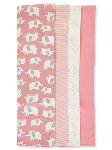 Carter's 4-Pack Elephant March Receiving Blankets - Pink/White, one Size2
